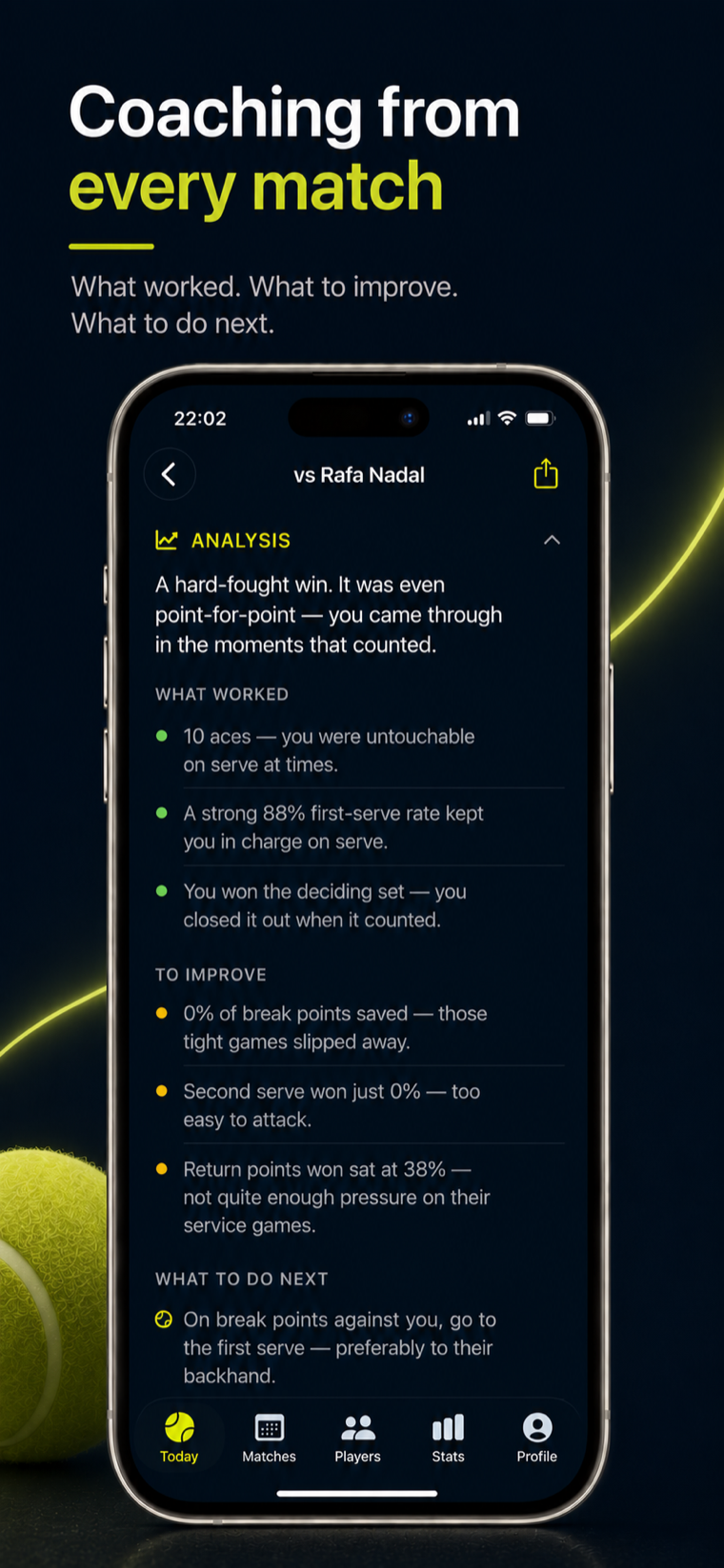 Latuvo match analysis — what worked, what to improve, and what to do next.